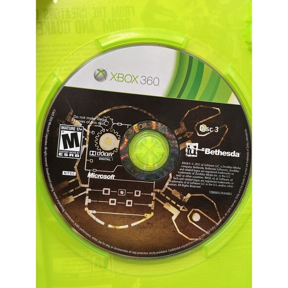 Rage Microsoft Xbox 360 Video Game Original Release CIB 3 Disc Set Used TESTED - Picture 10 of 11